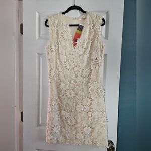 NWT Tory Burch Off-White Flowered Cocktail Dress - Size 12